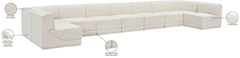 Estelle Cream 218 Boucle Fabric Upholstered Modular Sectional, 9-Piece