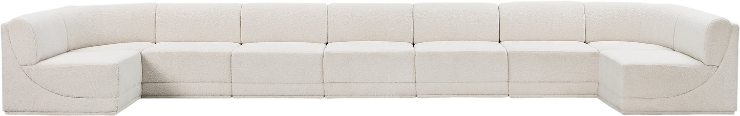 rudy cream boucle fabric modular sectional sec9a