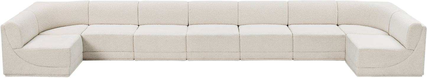 rudy cream boucle fabric modular sectional sec9a