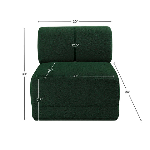 Rudy Green Boucle Fabric Armless Armless