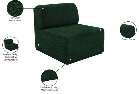 Estelle Green Boucle Fabric Upholstered Modular Armless Chair, 1 Piece