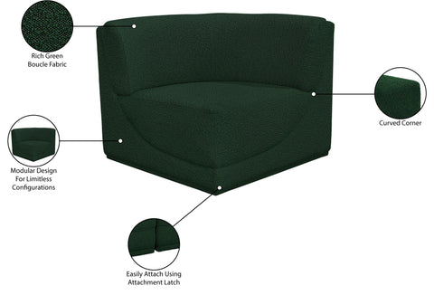 Estelle Green Boucle Fabric Upholstered Modular Corner Chair, 1 Piece