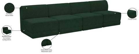 Estelle Green 120 Boucle Fabric Upholstered Armless Modular Sofa, 4-Piece