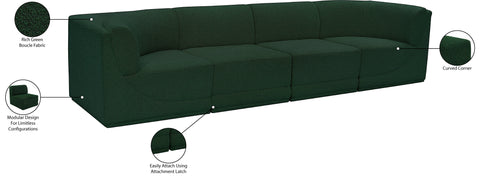 Estelle Green 128 Boucle Fabric Upholstered Modular Sofa, 4-Piece