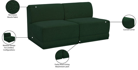 Estelle Green 60 Boucle Fabric Upholstered Armless Modular Loveseat, 2-Piece