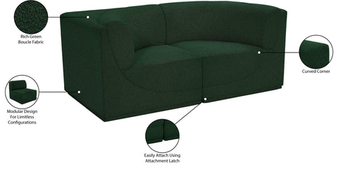Estelle Green 68 Boucle Fabric Upholstered Modular Loveseat, 2-Piece