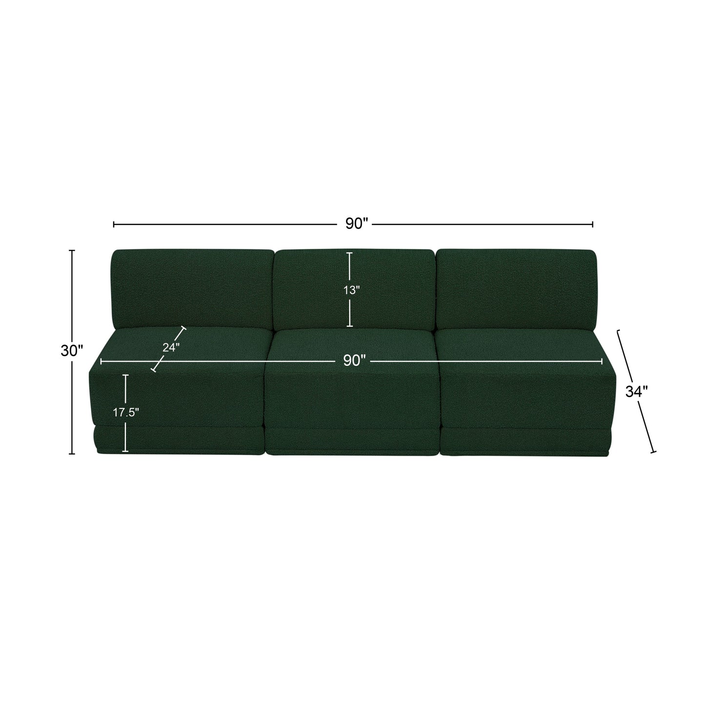 rudy green boucle fabric modular sofa s90