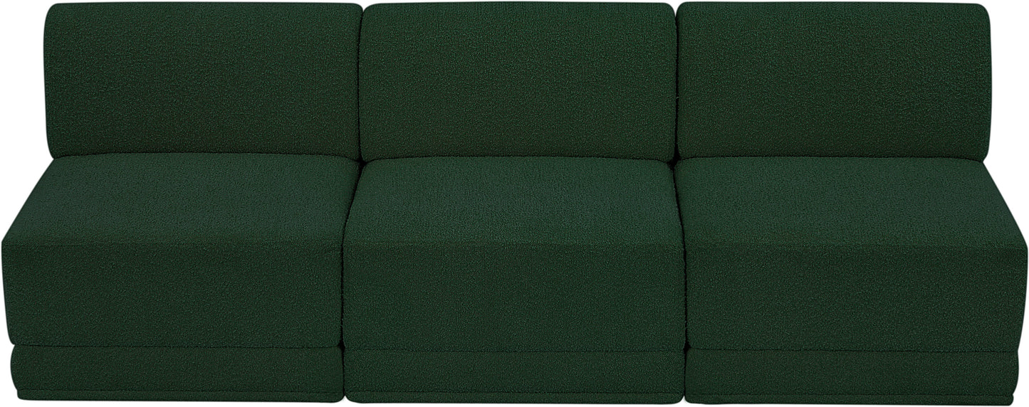 rudy green boucle fabric modular sofa s90