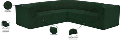 Estelle Green 98 Boucle Fabric Upholstered Modular Sectional, 5-Piece