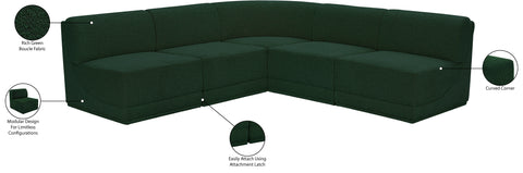 Estelle Green 94 Boucle Fabric Upholstered Modular Sectional, 5-Piece
