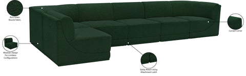 Estelle Green 158 Boucle Fabric Upholstered Modular Sectional, 6-Piece