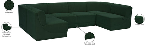 Estelle Green 128 Boucle Fabric Upholstered Modular Sectional , 6-Piece (Style 1)