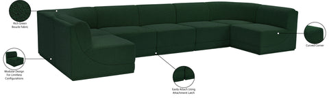 Estelle Green 158 Boucle Fabric Upholstered Modular Sectional, 7-Piece