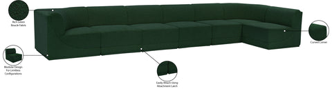 Estelle Green 188 Boucle Fabric Upholstered Modular Sectional, 7-Piece