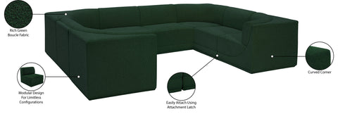 Estelle Green 128 Boucle Fabric Upholstered Modular Sectional, 8-Piece
