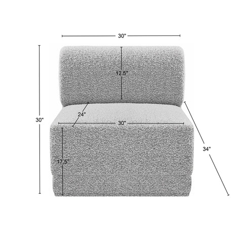Rudy Grey Boucle Fabric Armless Armless