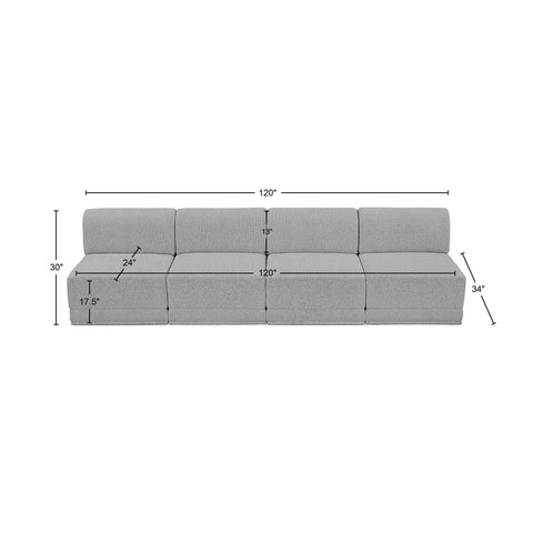 Rudy Grey Boucle Fabric Modular Sofa S120