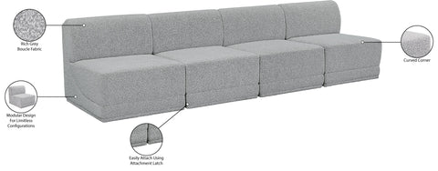 Estelle Grey 120 Boucle Fabric Upholstered Armless Modular Sofa, 4-Piece