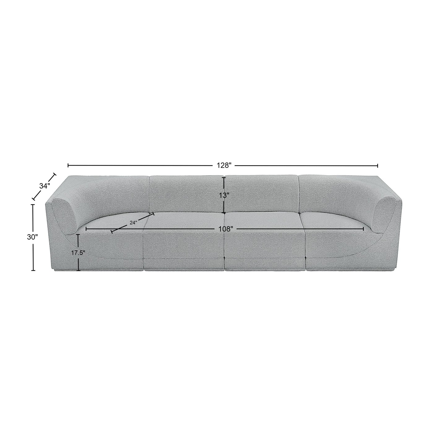 rudy grey boucle fabric modular sofa s128