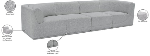 Estelle Grey 128 Boucle Fabric Upholstered Modular Sofa, 4-Piece