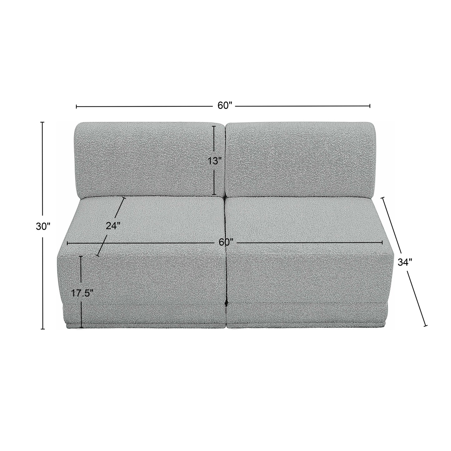 rudy grey boucle fabric modular sofa s60