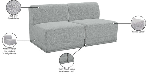 Estelle Grey 60 Boucle Fabric Upholstered Armless Modular Loveseat, 2-Piece