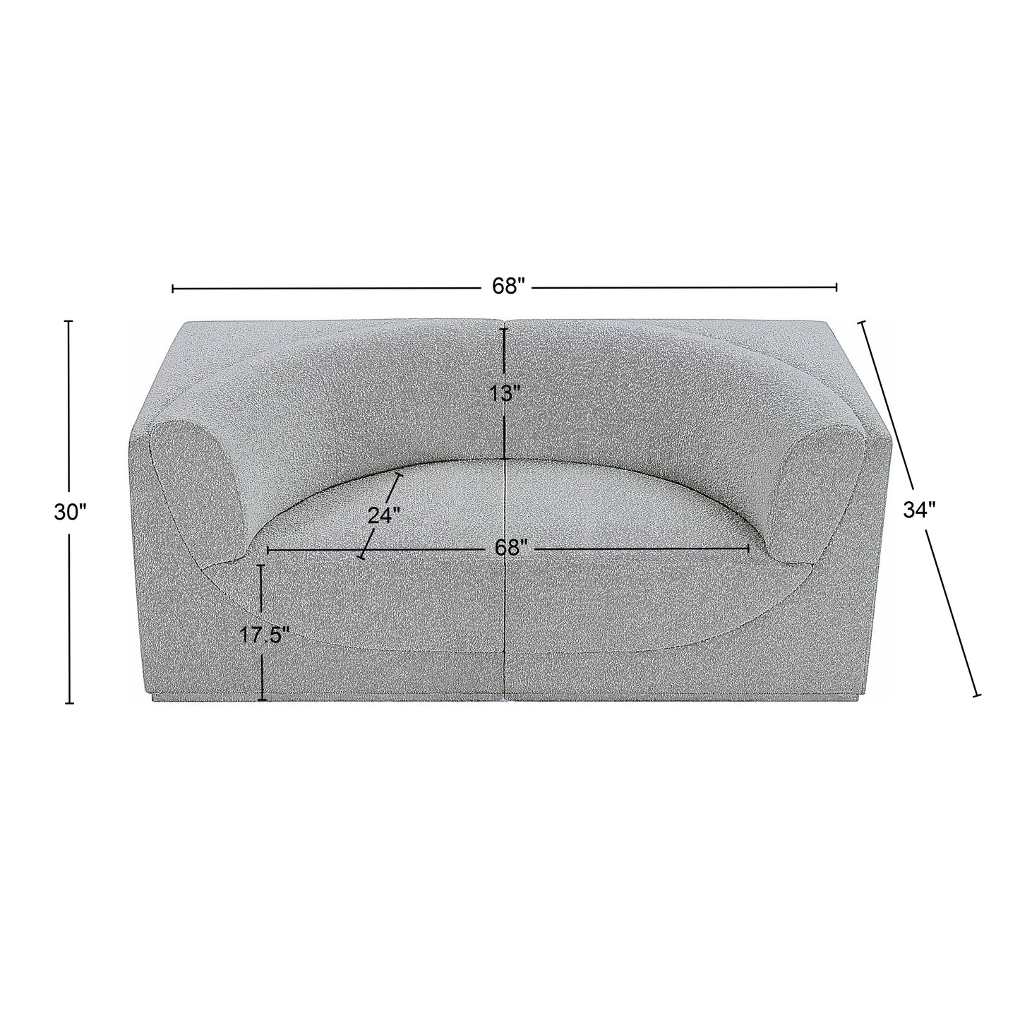 rudy grey boucle fabric modular sofa s68