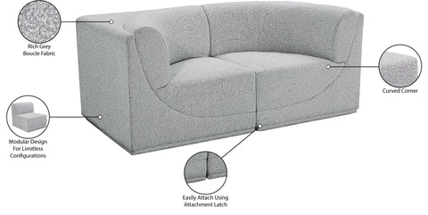 Estelle Grey 68 Boucle Fabric Upholstered Modular Loveseat, 2-Piece