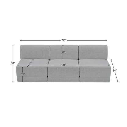 Rudy Grey Boucle Fabric Modular Sofa S90