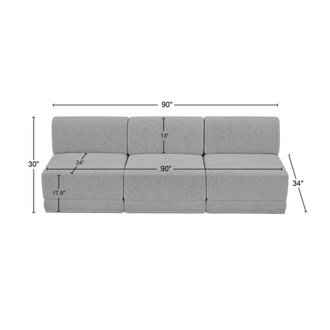 Rudy Grey Boucle Fabric Modular Sofa S90