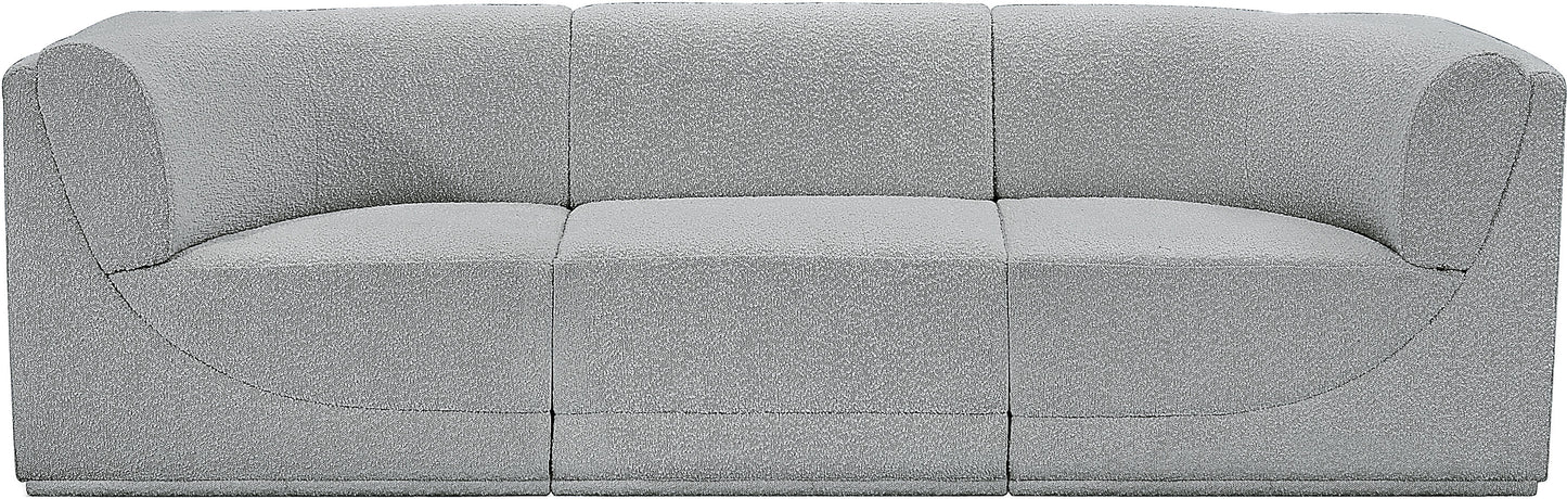 rudy grey boucle fabric modular sofa s98