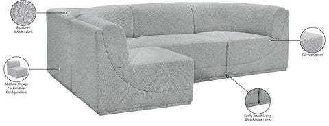 Estelle Grey 98 Boucle Fabric Upholstered Modular Sectional, 4-Piece
