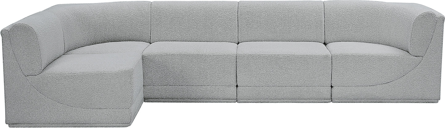 rudy grey boucle fabric modular sectional sec5a