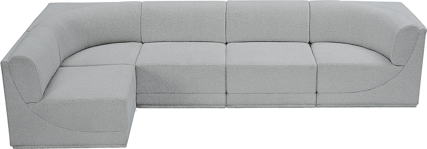 rudy grey boucle fabric modular sectional sec5a