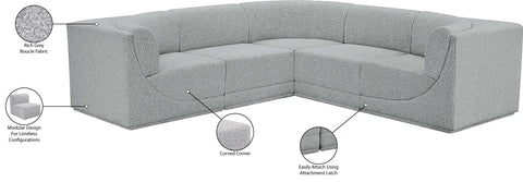 Estelle Grey 98 Boucle Fabric Upholstered Modular Sectional, 5-Piece