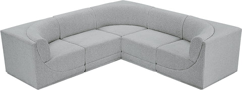 Rudy Grey Boucle Fabric Modular Sectional Sec5B