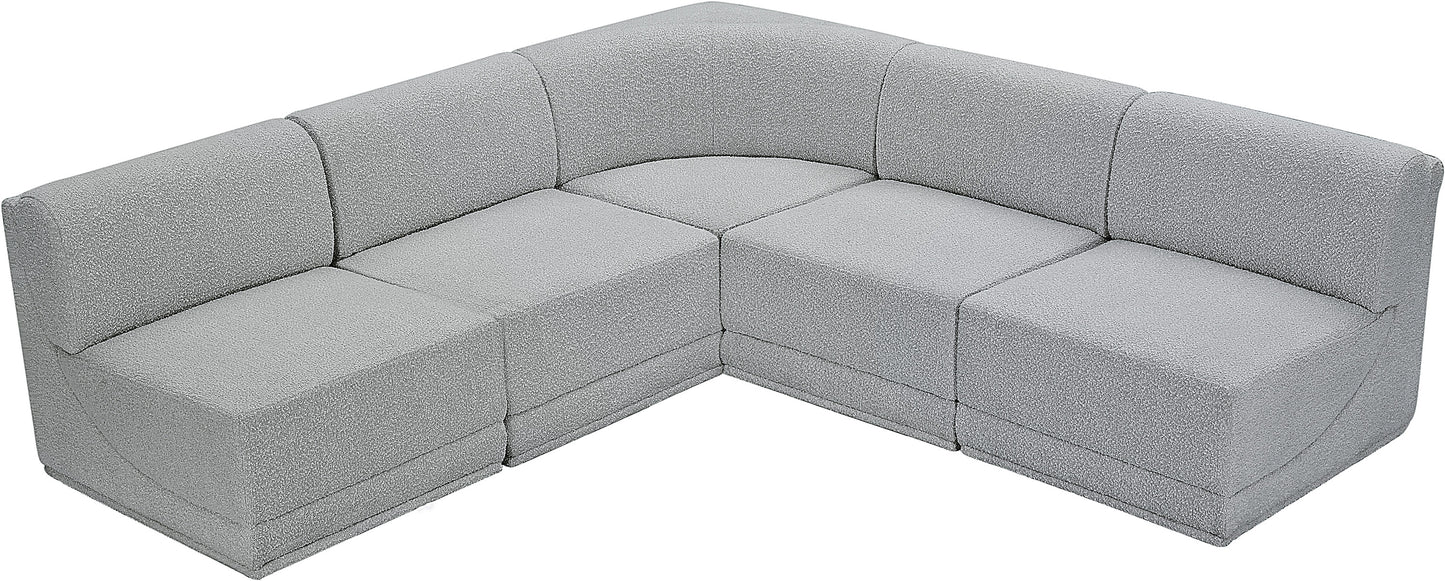 rudy grey boucle fabric modular sectional sec5c