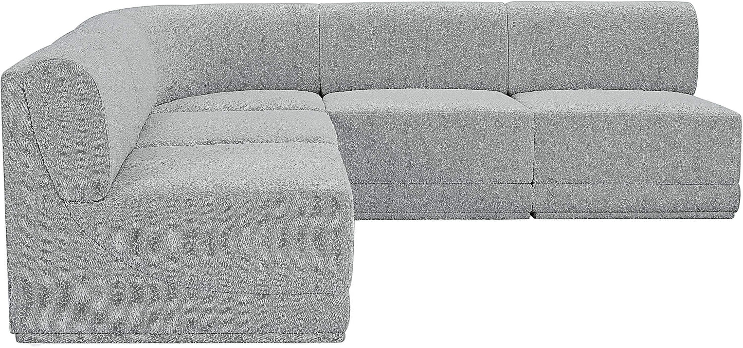 rudy grey boucle fabric modular sectional sec5c