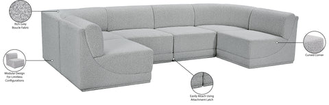 Estelle Grey 128 Boucle Fabric Upholstered Modular Sectional , 6-Piece (Style 1)