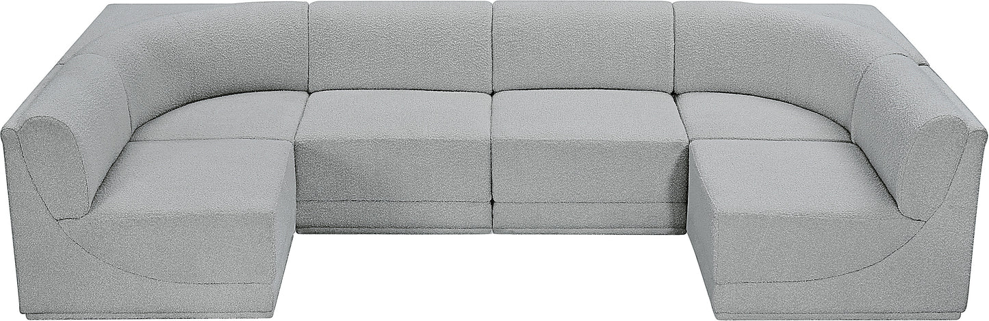 rudy grey boucle fabric modular sectional sec6b