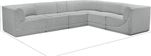 Estelle Grey 128 Boucle Fabric Upholstered Modular Sectional , 6-Piece (Style 2)