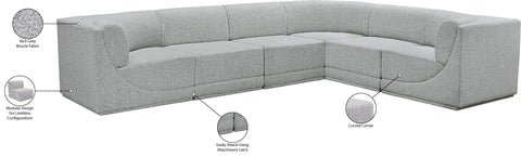 Estelle Grey 128 Boucle Fabric Upholstered Modular Sectional , 6-Piece (Style 2)