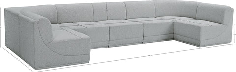 Estelle Grey 158 Boucle Fabric Upholstered Modular Sectional, 7-Piece