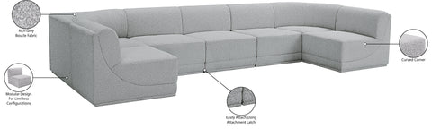 Estelle Grey 158 Boucle Fabric Upholstered Modular Sectional, 7-Piece