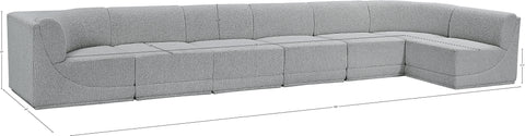 Estelle Grey 188 Boucle Fabric Upholstered Modular Sectional, 7-Piece