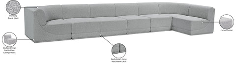 Estelle Grey 188 Boucle Fabric Upholstered Modular Sectional, 7-Piece