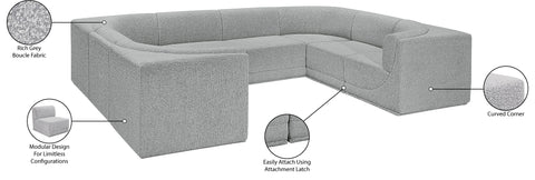 Estelle Grey 128 Boucle Fabric Upholstered Modular Sectional, 8-Piece