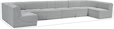 Estelle Grey 188 Boucle Fabric Upholstered Modular Sectional, 8-Piece