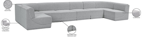 Estelle Grey 188 Boucle Fabric Upholstered Modular Sectional, 8-Piece