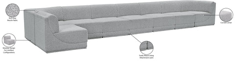Estelle Grey 218 Boucle Fabric Upholstered Modular Sectional, 8-Piece